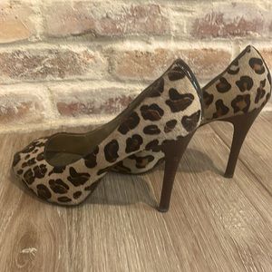 Cheetah Print peep-toe high heels